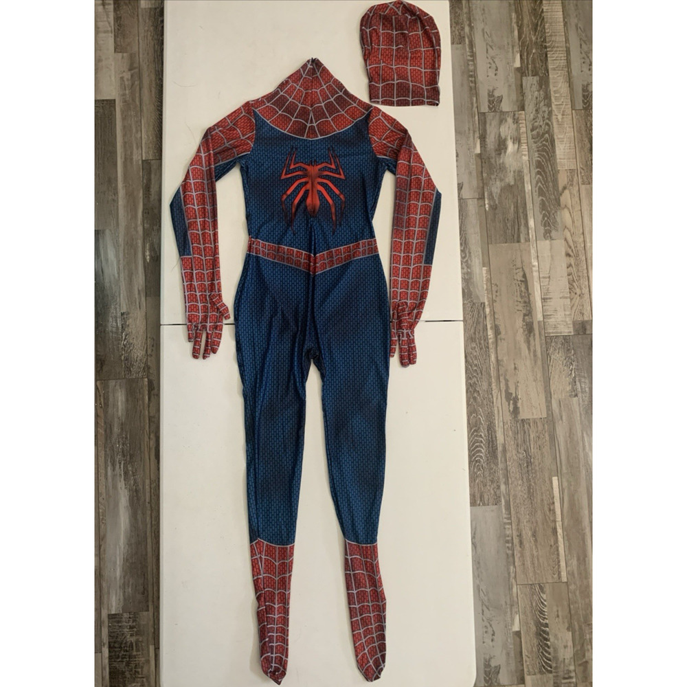Spider-Man Size M Stretch Spandex Full Jumpsuit Adult/Kids Halloween Costume New - Picture 2 of 16